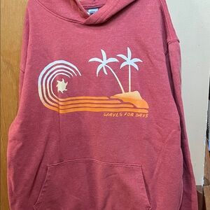 Red Hoodie with Palm Tree Graphic